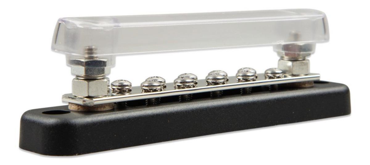 Kopplingsplint med lock Victro Enerhy Busbar - VICTRON - BUSBAR 150A 2P WITH 10 SCREWS+COVER