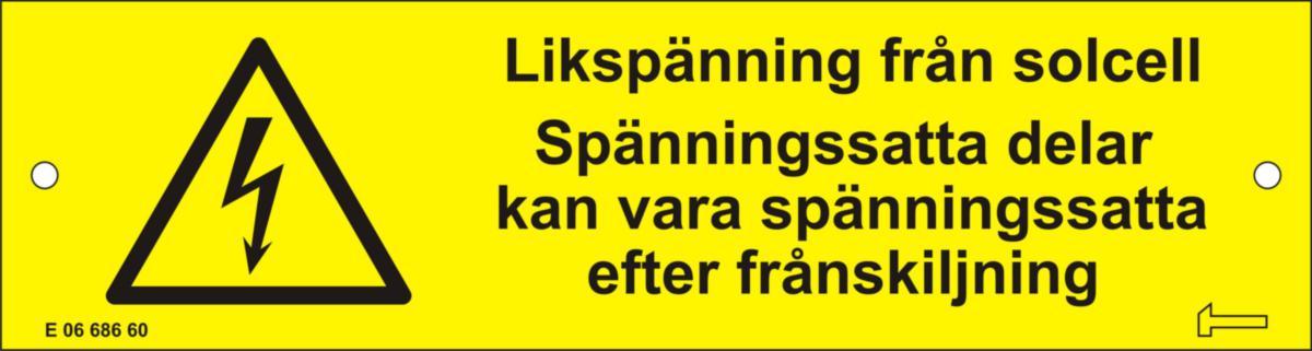 Skylt Likspänning från solcell - SKYLT LIKSPÄNNING FRÅN SOLCELL V0105171